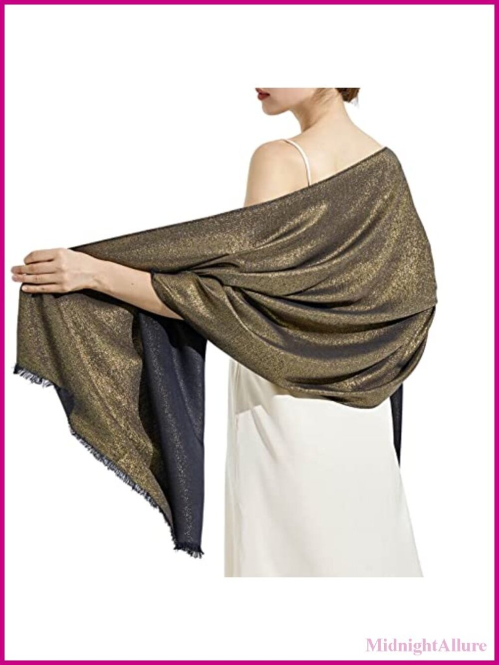 Sparkly Metallic Shawl Wrap Pashmina Tassel Evening Party Formal